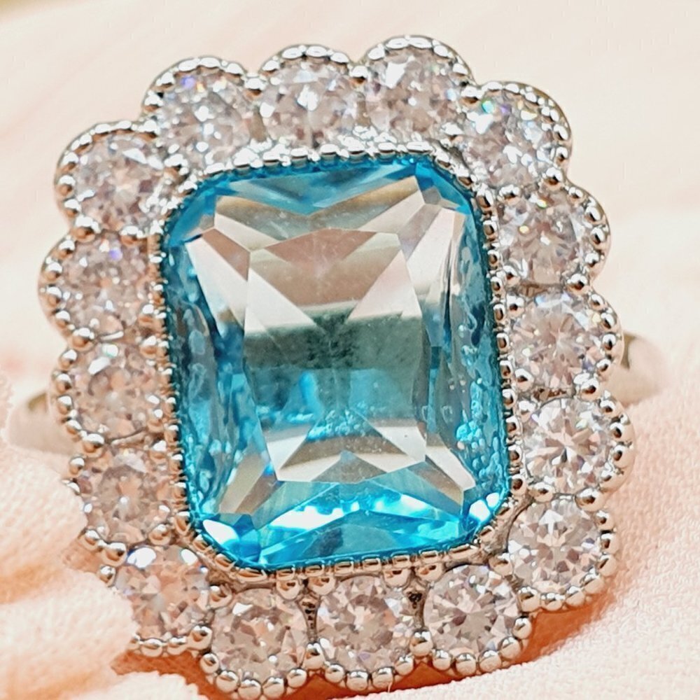 💎 Crystal Clear Gemstones Zircon Flower Luxury Rings for Women, INDN8386 - Picture 9 of 11